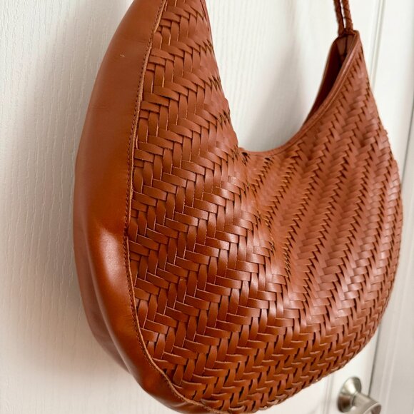 Bembien Bobbie Woven Leather Bag Sienna Cognac Brown - Picture 14 of 16